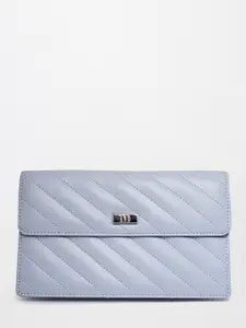 AND Women Blue Quilted PU Two Fold Wallet
