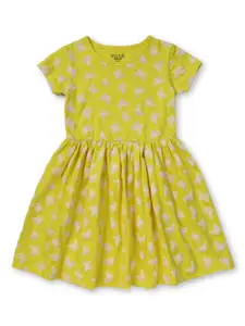 Gini and Jony Girls Yellow A-Line Cotton Dress