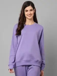 Kanvin Women Violet Cotton Sweatshirt
