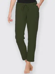 Kanvin Women Olive Green Solid Lounge Pants
