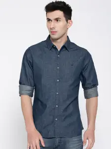 United Colors of Benetton Men Navy Slim Fit Solid Casual Shirt