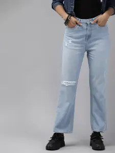 The Roadster Lifestyle Co. Women Straight Fit High-Rise Stretchable Jeans