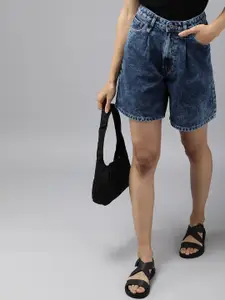 The Roadster Lifestyle Co. Women Pure Cotton High-Rise Denim Shorts