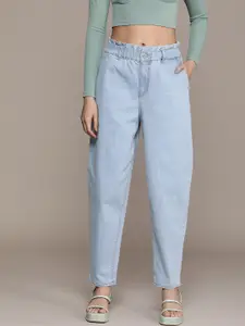 The Roadster Life Co. Women Pure Cotton Baggy High-Rise Light Fade Jeans