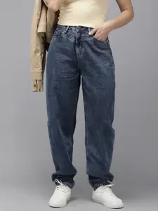 The Roadster Life Co. Women Light Fade Pure Cotton Slouchy Fit Mid-Rise Jeans