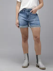 The Roadster Life Co. Women High-Rise Distressed Denim Shorts