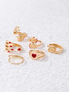Fashion Frill Set Of 6 Gold-Plated Finger Rings
