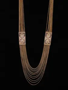 The Pari Women Gold-Toned & White Motif Rani Haar Layered Necklace