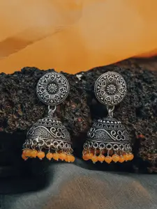 GRIIHAM Orange & Black Contemporary Jhumkas Earrings