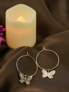 GRIIHAM Gold-Toned Butterfly Hoop Earrings