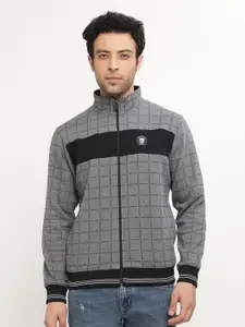 Octave Men Grey Checked Fleece Sweatshirt