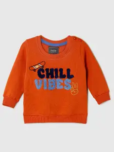 max Boys Orange Printed Sweatshirt