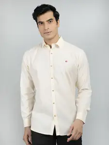 RED FEATHER Men Yellow Cotton Formal Shirt