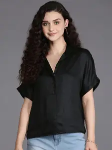SHAYE Women Black Solid Comfort Casual Shirt