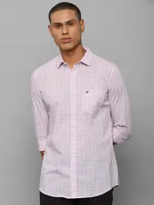 Allen Solly Men Pink Cotton Slim Fit Grid Tattersall Checks Checked Casual Shirt