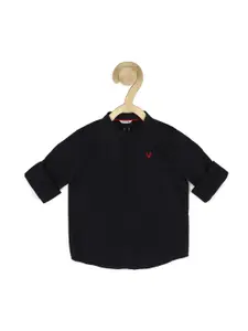 Allen Solly Junior Boys Black Solid Pure Cotton Casual Shirt