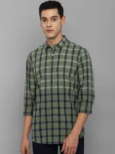 Allen Solly Sport Men Olive Green Tartan Checks Cotton Casual Shirt