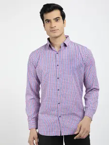 RED FEATHER Men Blue Checked  Cotton Casual Shirt