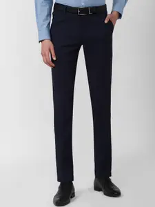 Peter England Men Navy Blue Slim Fit Trousers