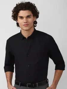 Peter England Elite Men Black Cotton Formal Shirt