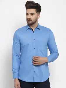 JAINISH Men Blue Classic Pure Cotton Casual Shirt