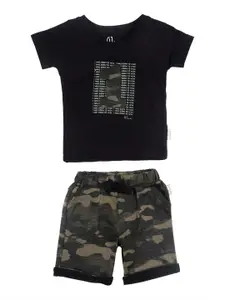 Gini and Jony Boys Black & Olive Green T-shirt with Short