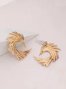 SOHI Gold-Toned Contemporary Gold Plated Studs Earrings