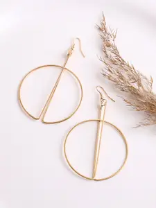 SOHI Gold-Toned Contemporary Drop Earrings