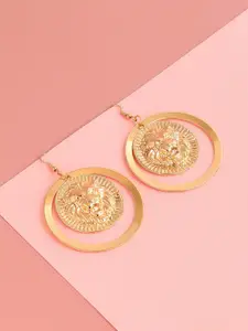 SOHI Gold-Toned & Gold Plated Contemporary Drop Earrings