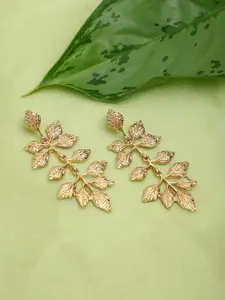 SOHI Gold-Toned & Gold Plated Contemporary Studs Earrings