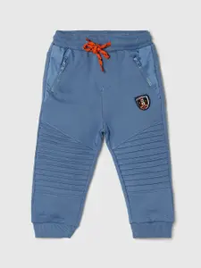 max Boys Blue Solid Pure Cotton Joggers