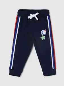 max Boys Blue Solid Pure Cotton Joggers