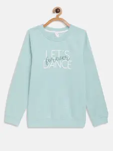 METTLE Girls Blue Printed Sweatshirt