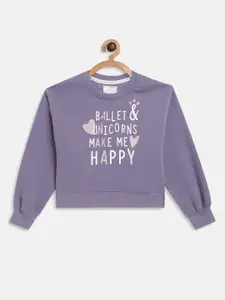 METTLE Girls Purple Printed Sweatshirt