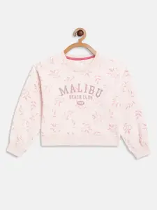METTLE Girls Pink Printed Sweatshirt