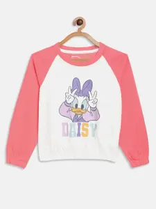 METTLE Girls Pink Printed Fleece Sweatshirt