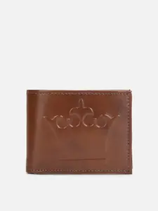 Louis Philippe Men Brown Textured Leather Two Fold Wallet