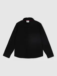 max Boys Black Cotton Casual Shirt