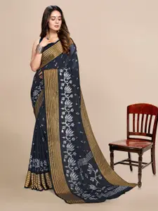 Mitera Black & Gold-Toned Woven Design Zari Pure Chiffon Banarasi Saree