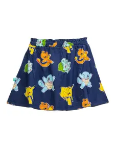 JusCubs Girls Blue Printed Pure Cotton Skirt