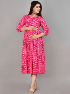 ROOPWATI FASHION Women Pink Ethnic Motifs Printed Maternity Cotton Kurta