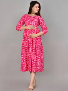 ROOPWATI FASHION Women Pink Ethnic Motifs Printed Maternity Cotton Kurta