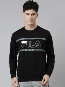 FILA Men Black Printed Cotton Sweatshirt