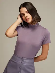20Dresses Women Purple High Neck T-shirt