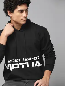 The Roadster Lifestyle Co. Men Black Printed Hooded Sweatshirt