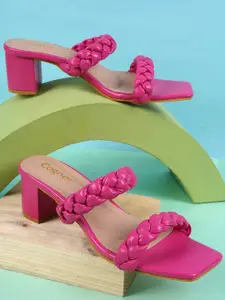 Cogner Pink Self Design Block Heels