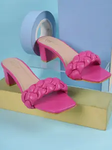 Cogner Pink Self Design Block Heels