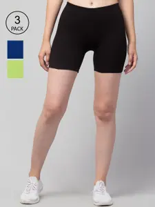 Apraa & Parma Women Pack of 3  Slim Fit Cotton Cycling Sports Shorts