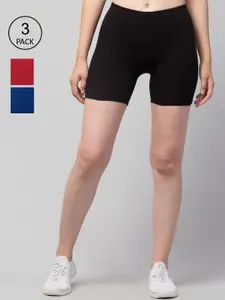 Apraa & Parma Women Pack of 3 Slim Fit Cotton Cycling Sports Shorts