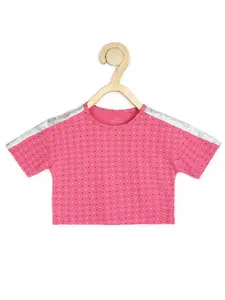 Peter England Girls Pink Printed Cotton T-shirt